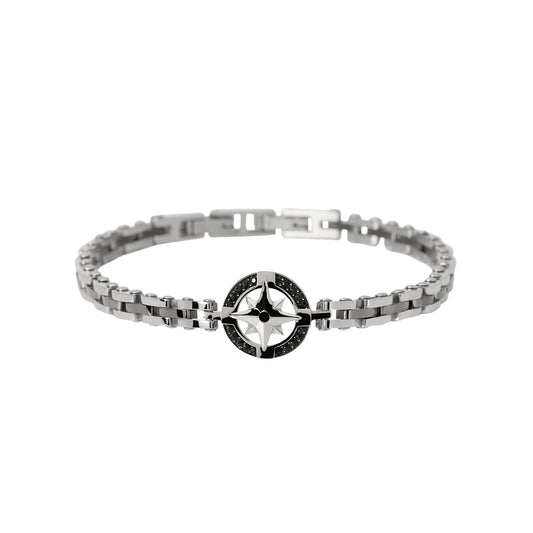 Bracciale Kidult Style in acciaio pvd gun rosa dei venti uomo 20 cm