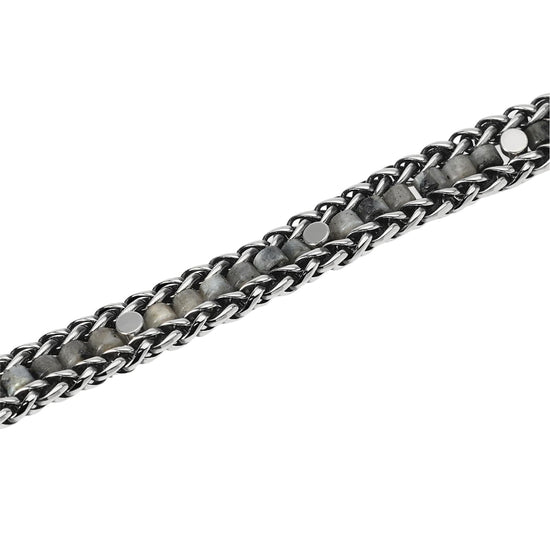 Bracciale Kidult Style in acciaio catena spiga labradorite uomo 19,5 cm