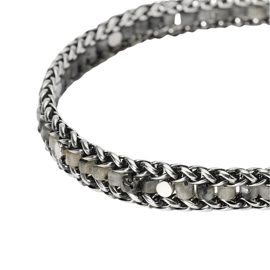 Bracciale Kidult Style in acciaio catena spiga labradorite uomo 19,5 cm