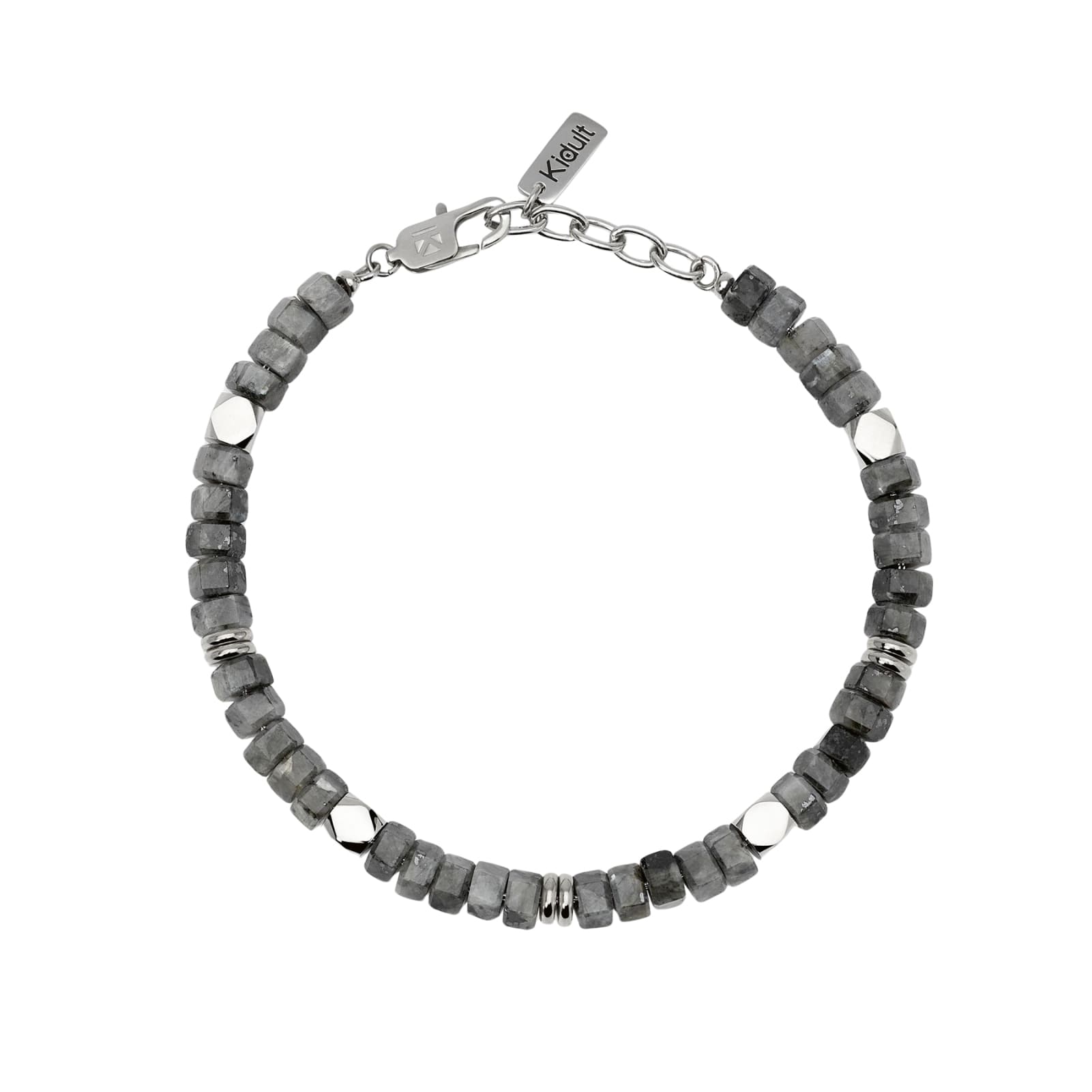 Bracciale Kidult Style in acciaio labradorite esagonale uomo 21 cm