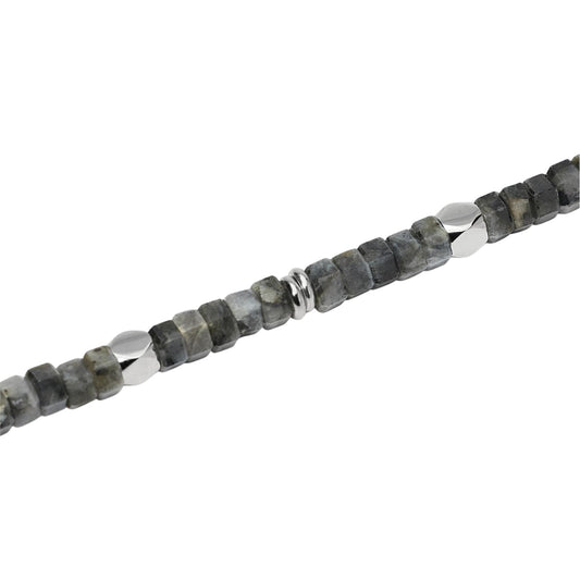 Bracciale Kidult Style in acciaio labradorite esagonale uomo 21 cm