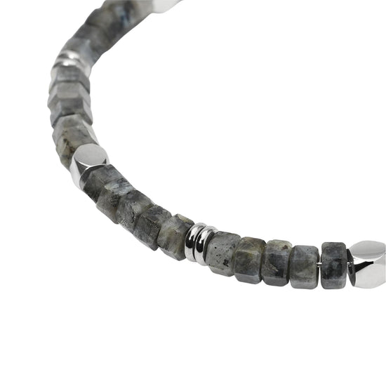 Bracciale Kidult Style in acciaio labradorite esagonale uomo 21 cm
