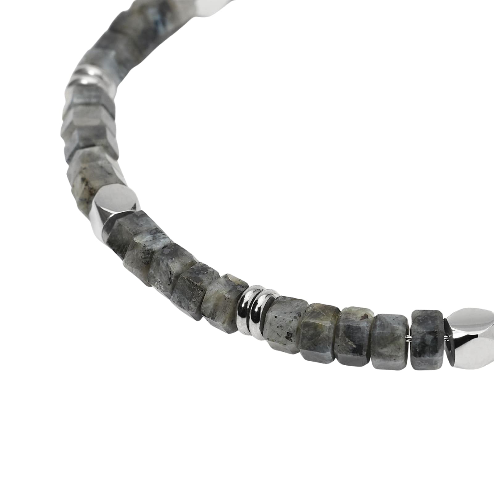 Bracciale Kidult Style in acciaio labradorite esagonale uomo 21 cm