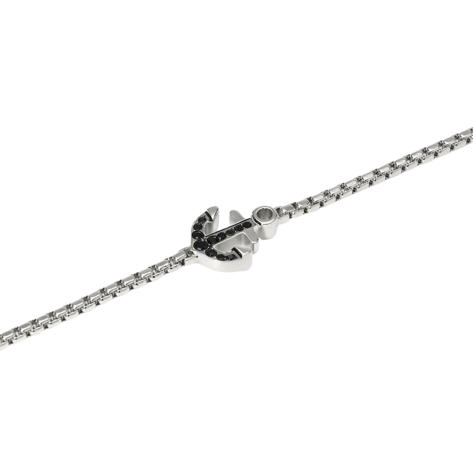 Bracciale Kidult Style in acciaio ancora cristalli neri uomo 21 cm