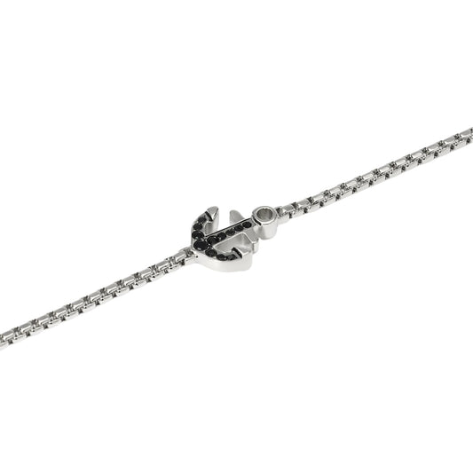 Bracciale Kidult Style in acciaio ancora cristalli neri uomo 21 cm