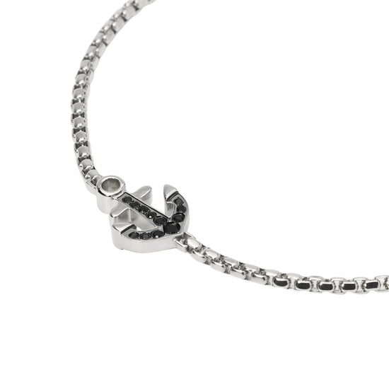Bracciale Kidult Style in acciaio ancora cristalli neri uomo 21 cm