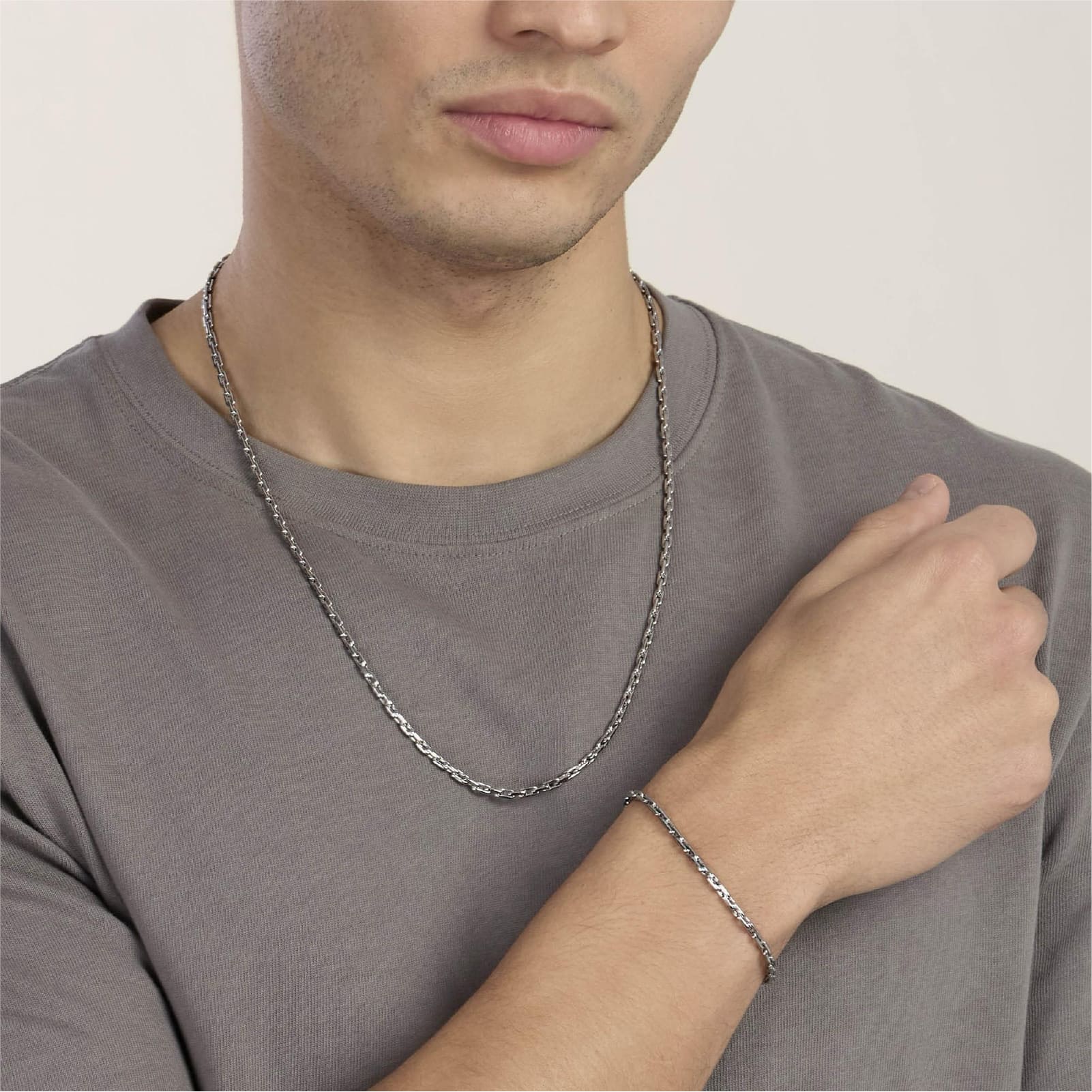 Bracciale Kidult Style in acciaio con maglie allungate uomo 21 cm