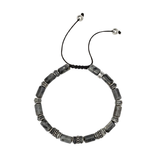 Bracciale Kidult Style in nylon labradorite diaspro grigio uomo REGOLABILE