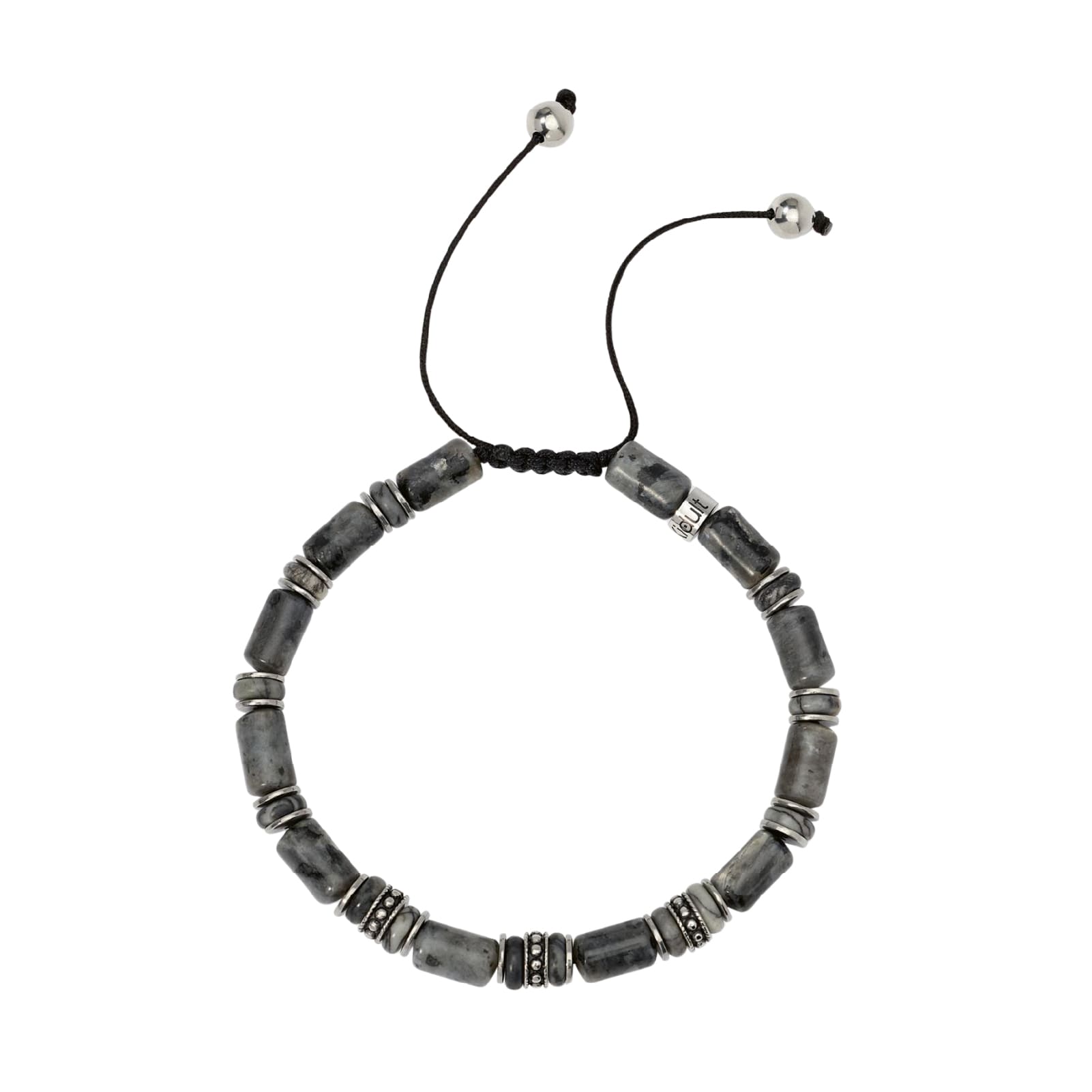 Bracciale Kidult Style in nylon labradorite diaspro grigio uomo REGOLABILE