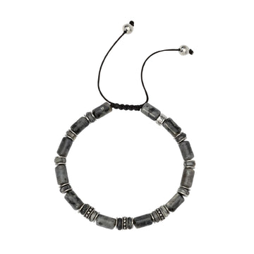 Bracciale Kidult Style in nylon labradorite diaspro grigio uomo REGOLABILE
