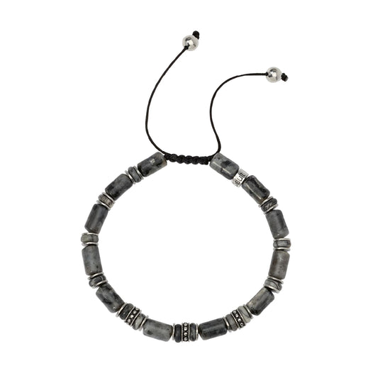 Bracciale Kidult Style in nylon labradorite diaspro grigio uomo REGOLABILE
