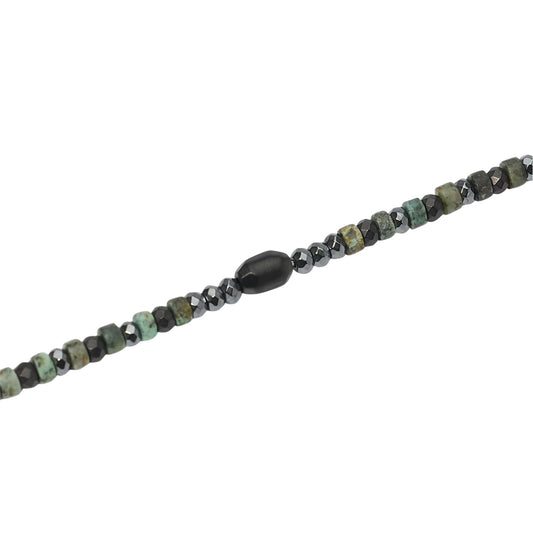 Bracciale Kidult Style in acciaio con pietre ematite verdi uomo 21 cm