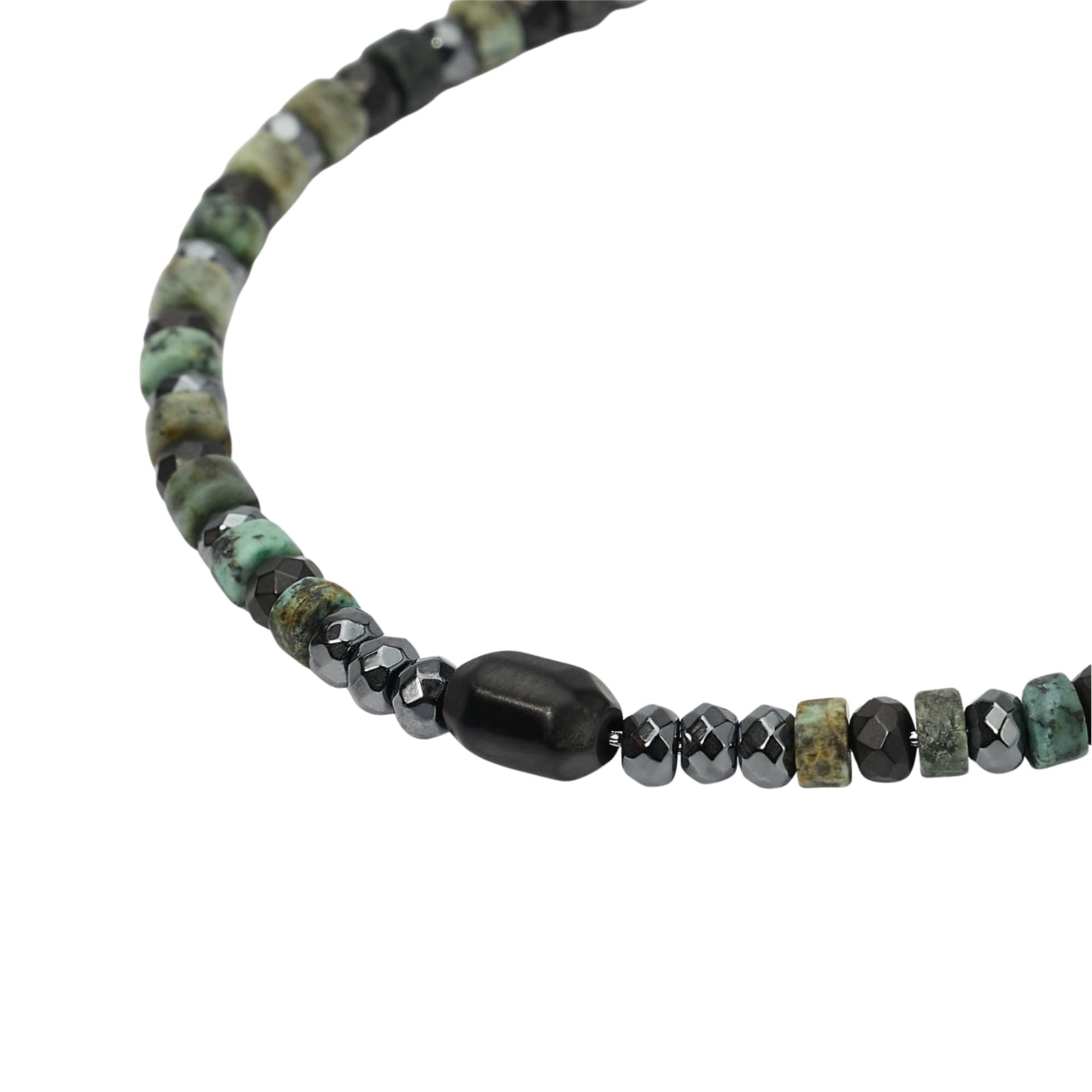 Bracciale Kidult Style in acciaio con pietre ematite verdi uomo 21 cm
