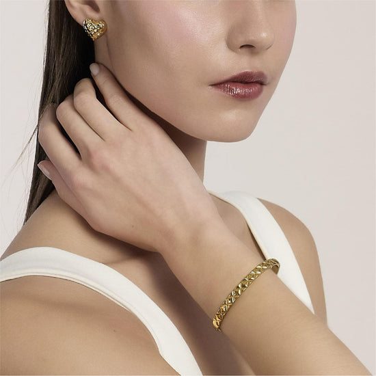 Bracciale bangle Kidult Style in acciaio pvd oro martellato Rigido