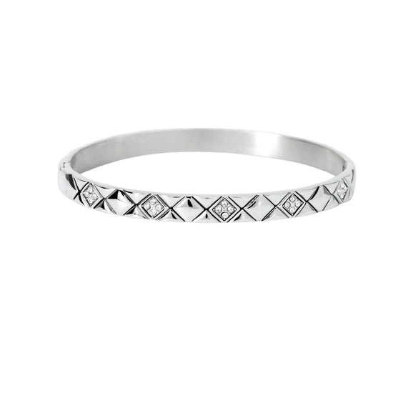 Bracciale bangle Kidult Style in acciaio martellato e cristalli Rigido