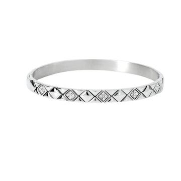 Bracciale bangle Kidult Style in acciaio martellato e cristalli Rigido