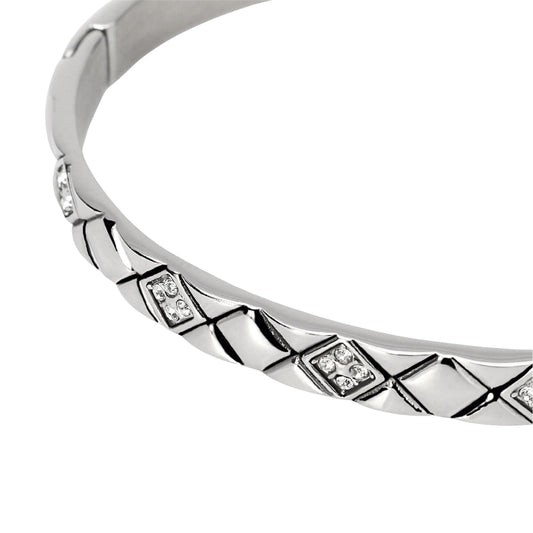 Bracciale bangle Kidult Style in acciaio martellato e cristalli Rigido