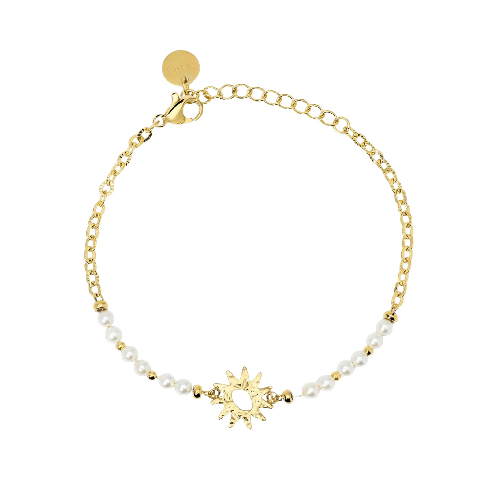 Leonardo Jewels Bracciale Elastico Con Perle Dorate E Catseye, 22 Cm, Acciaio Inox, Anallergico, Elegante Donna