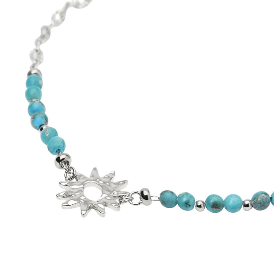Bracciale Kidult Style in acciaio diaspro azzurro e sole 19 cm