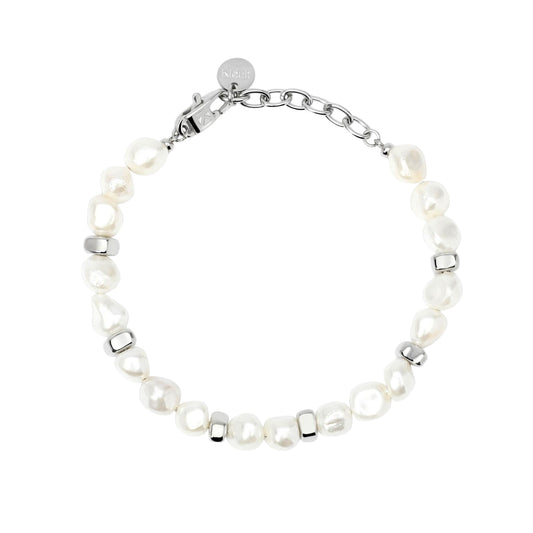 Bracciale Kidult Style in acciaio perle conchiglia barocche 19 cm
