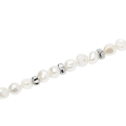 Bracciale Kidult Style in acciaio perle conchiglia barocche 19 cm