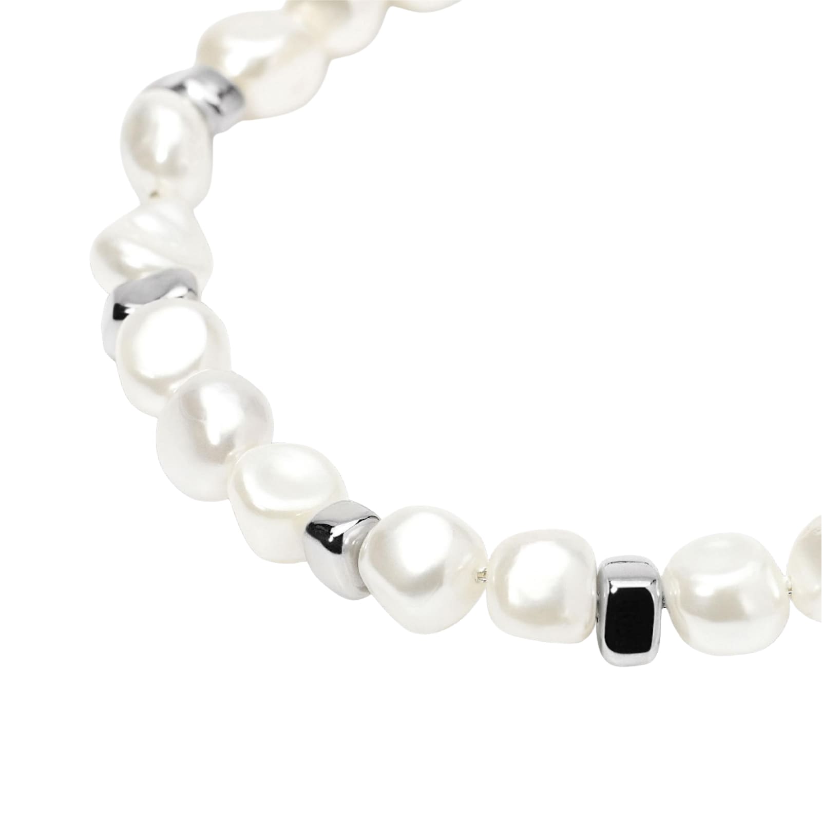 Bracciale Kidult Style in acciaio perle conchiglia barocche 19 cm
