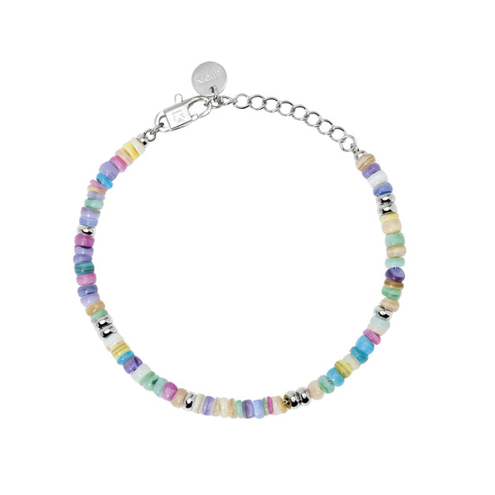 Bracciale Kidult Style in acciaio con conchiglie multicolor 19 cm