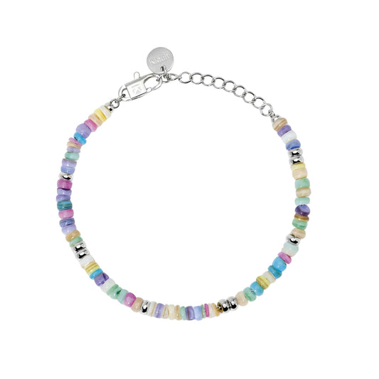 Bracciale Kidult Style in acciaio con conchiglie multicolor 19 cm