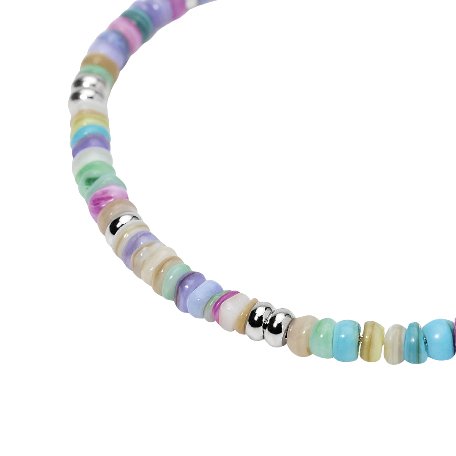Bracciale Kidult Style in acciaio con conchiglie multicolor 19 cm
