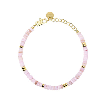 Bracciale Kidult Style in acciaio pvd oro conchiglie rosa 19 cm