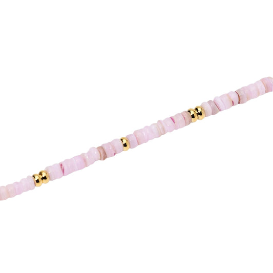 Bracciale Kidult Style in acciaio pvd oro conchiglie rosa 19 cm