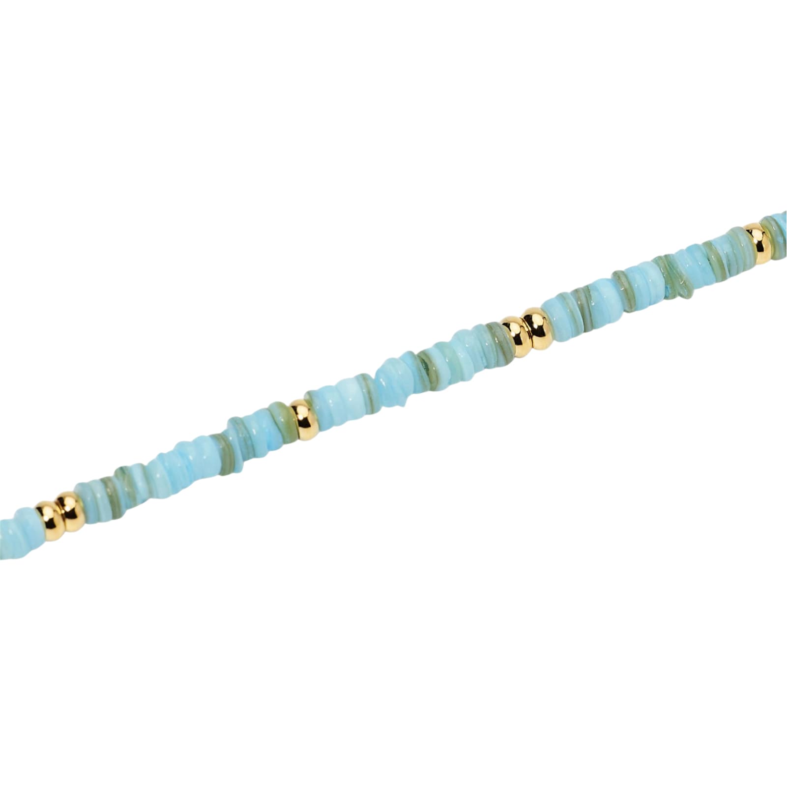 Bracciale Kidult Style in acciaio pvd oro conchiglie azzurre 19 cm