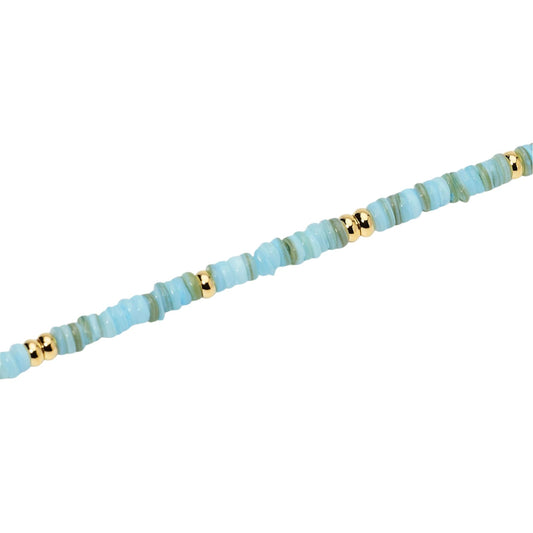 Bracciale Kidult Style in acciaio pvd oro conchiglie azzurre 19 cm