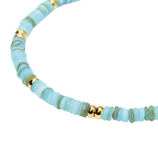 Bracciale Kidult Style in acciaio pvd oro conchiglie azzurre 19 cm