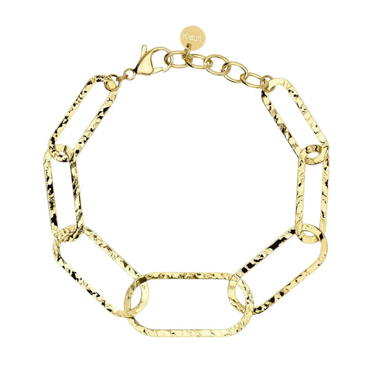 Bracciale Kidult Style in acciaio pvd oro maglie allungate 23 cm