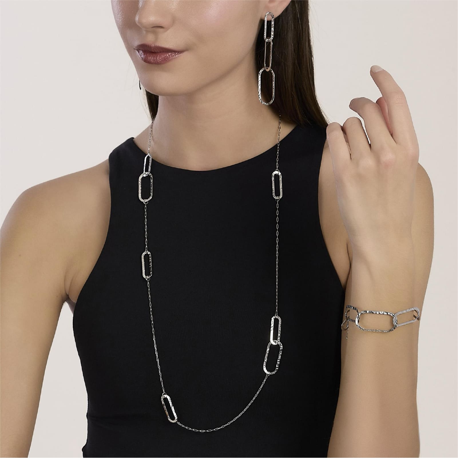Bracciale catena Kidult Style in acciaio maglie allungate 23 cm