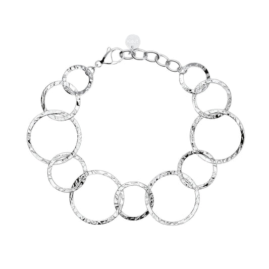 Bracciale Kidult Style in acciaio martellato maglie rotonde 23 cm