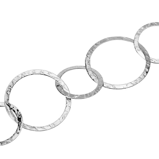 Bracciale Kidult Style in acciaio martellato maglie rotonde 23 cm