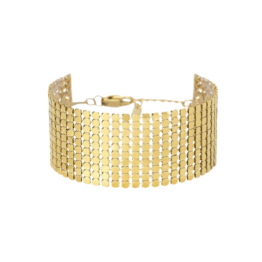 Bracciale Kidult Style in acciaio pvd oro con maglia disco 19,5 cm