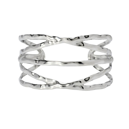 Bracciale rigido Kidult Style in acciaio martellato a fascia Rigido