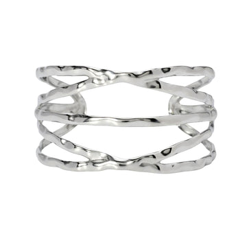 Bracciale rigido Kidult Style in acciaio martellato a fascia Rigido