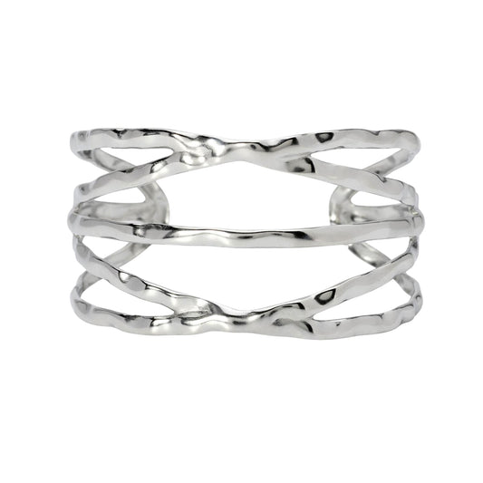 Bracciale rigido Kidult Style in acciaio martellato a fascia Rigido