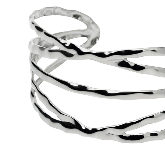 Bracciale rigido Kidult Style in acciaio martellato a fascia Rigido