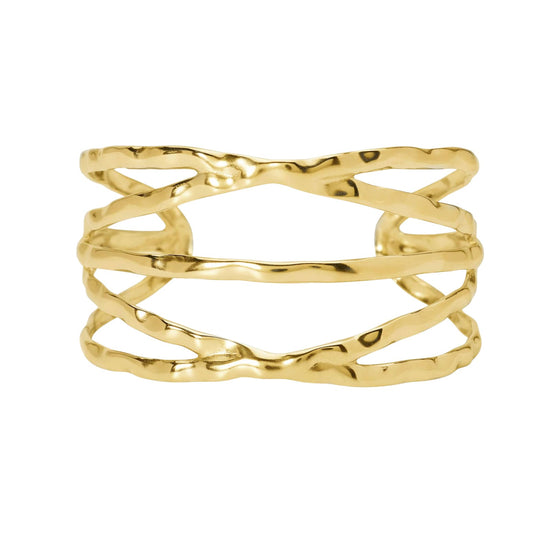 Bracciale Kidult Style in acciaio pvd oro martellato a fascia Rigido