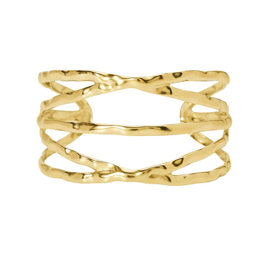 Bracciale Kidult Style in acciaio pvd oro martellato a fascia Rigido