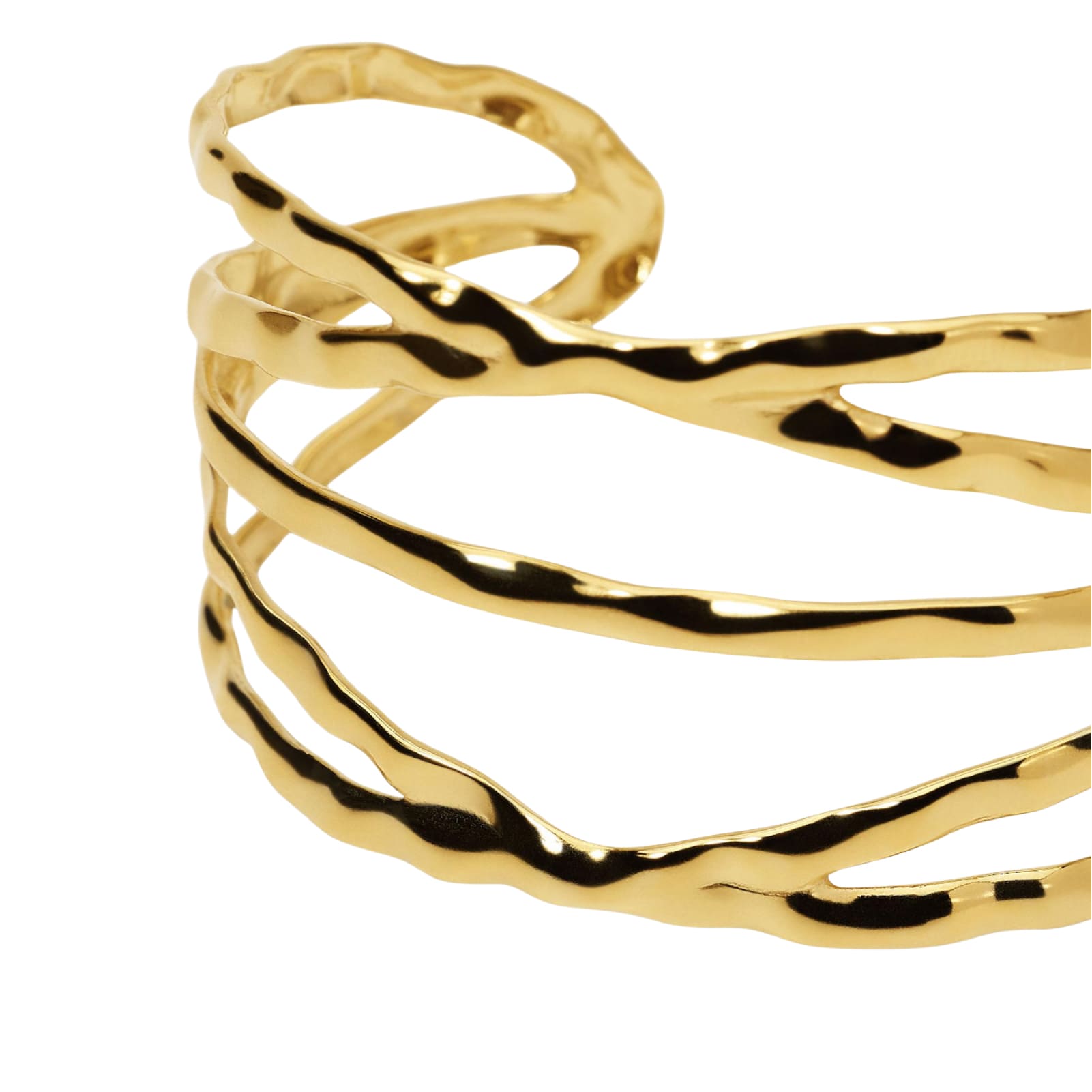Bracciale Kidult Style in acciaio pvd oro martellato a fascia Rigido