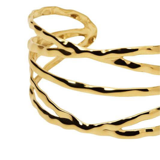 Bracciale Kidult Style in acciaio pvd oro martellato a fascia Rigido