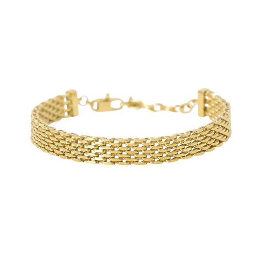 Bracciale Kidult Style in acciaio pvd oro con catena mesh 19,5 cm