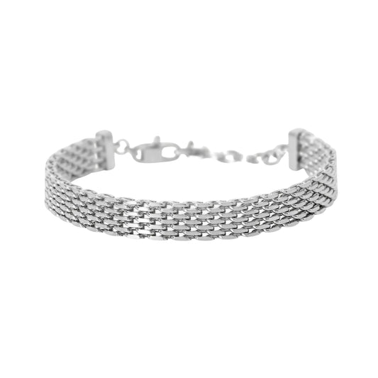 Bracciale Kidult Style in acciaio con catena mesh 19,5 cm