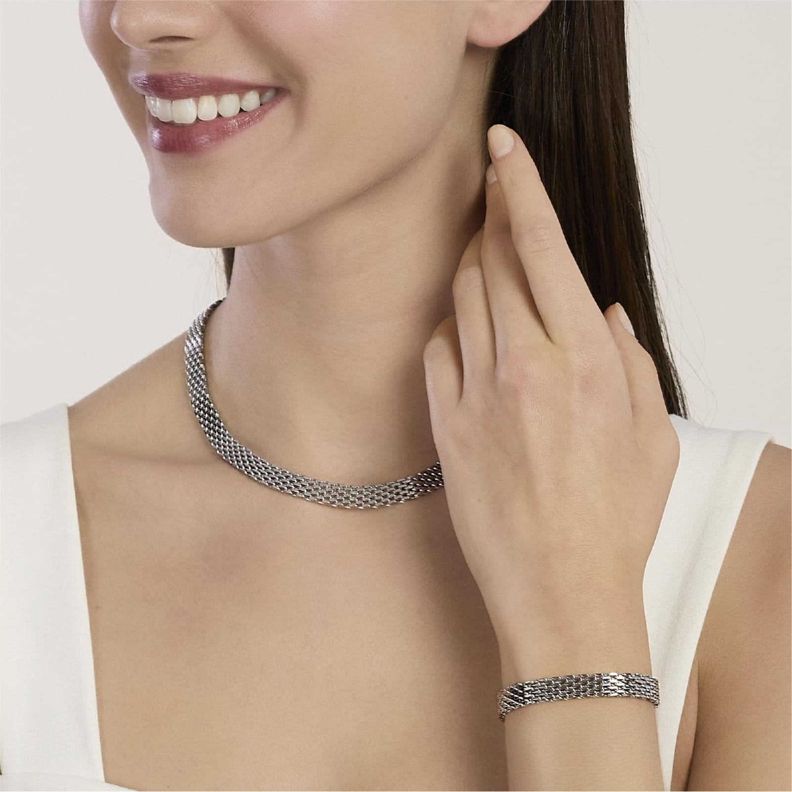 Bracciale Kidult Style in acciaio con catena mesh 19,5 cm